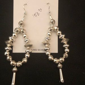 Beautiful Big Sterling Silver Squash blossom Earrings